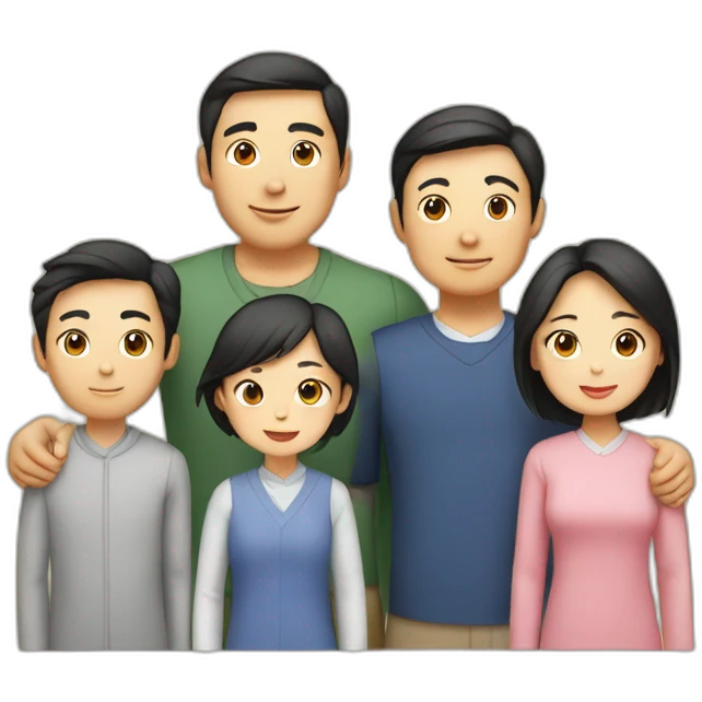 asian family with 1 husband, 1 wife, 2 boys and a girl emoji