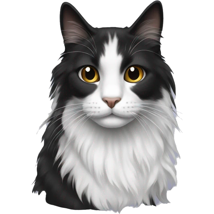 black and white long hair cat emoji