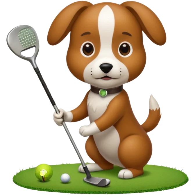 A dog playing golf emoji