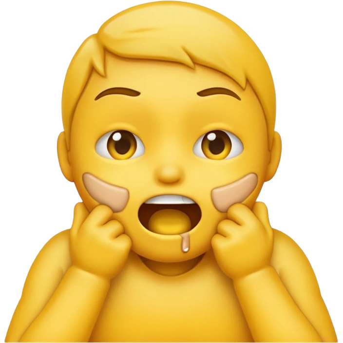 Yellow emoji doing choking emote emoji
