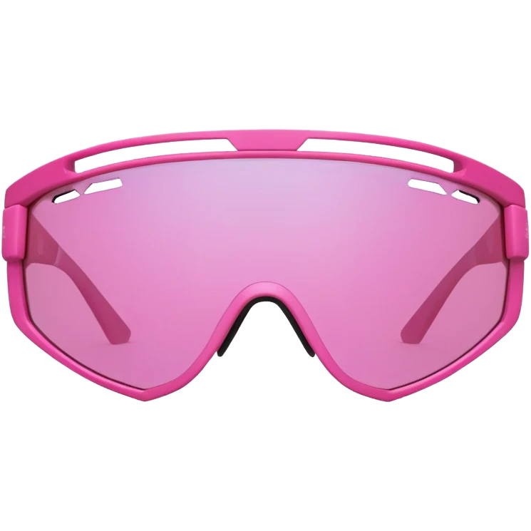 sporty pink shield visor sunglasses with thick frame featuring honeycomb pattern, structured robust design, substantial build, one-piece lens with anti-scratch coating emoji
