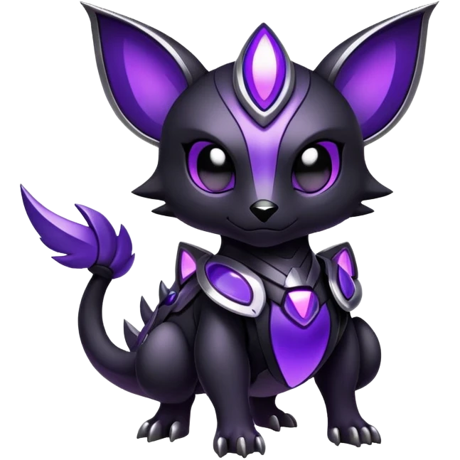 Modern futuristic black dark fakemon-creature with purple accents emoji