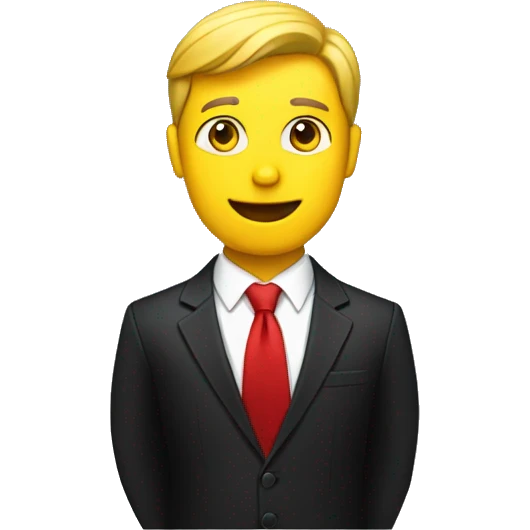 a full body of a yellow male news anchor wearing a red tie black suit emoji