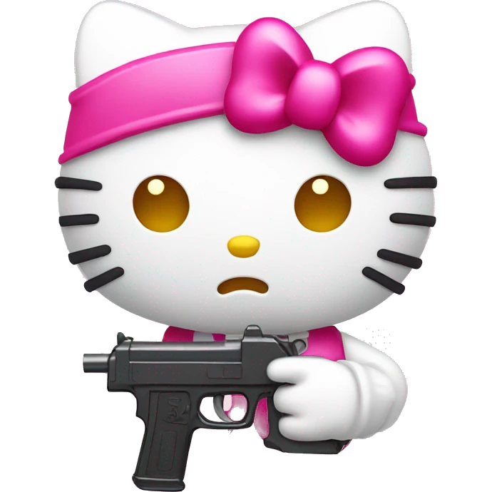Hello kitty with pink gun emoji