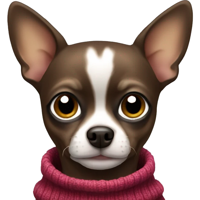 dark brown chihuahua wearing sweater emoji