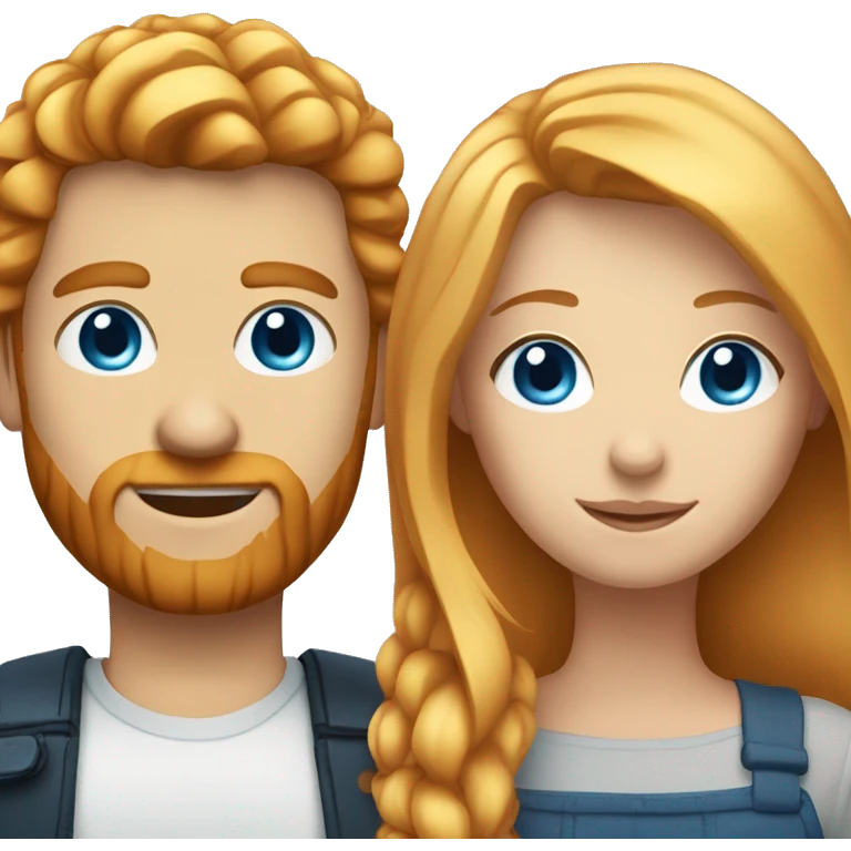 Blonde girl with blue eyes and man with ginger hair and short ginger beard  emoji