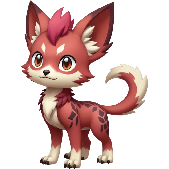 Male edgy cute cool exotic anime-styled Falvie-Fionbri-fantasy-creature-Fakémon-Pokémon, full body, with markings emoji