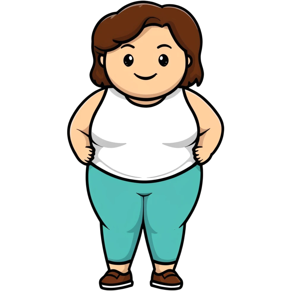 plus-size white woman with brown hair, smiling emoji