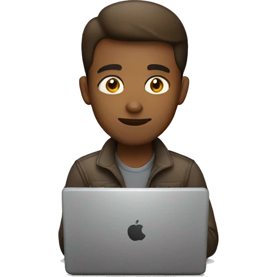 Man developer working on laptop light brown skin emoji