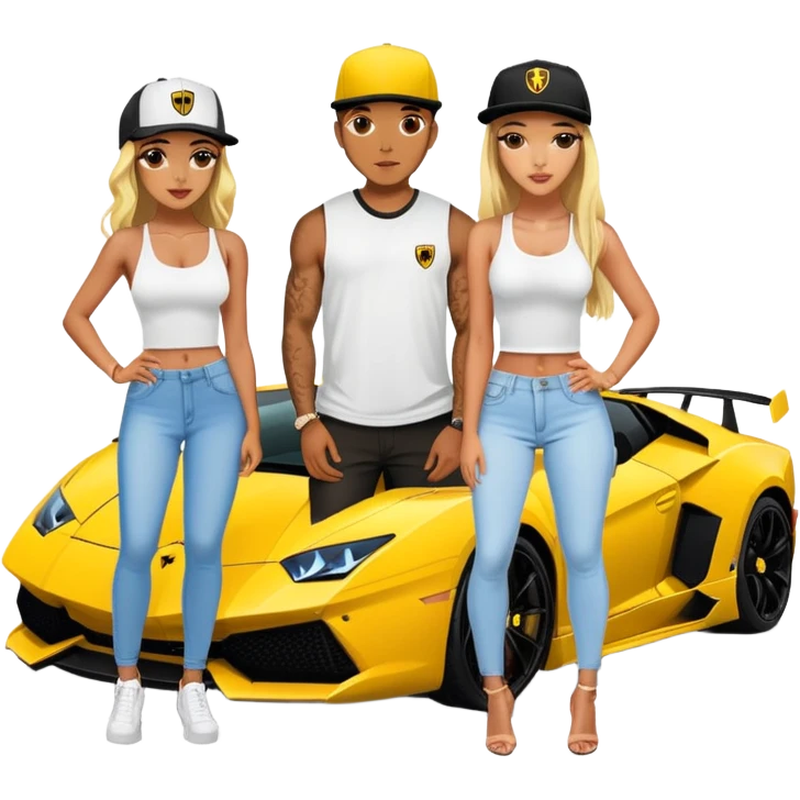 josh king jetset madrid with SnapBack and instagram model girlfriends in lambo emoji