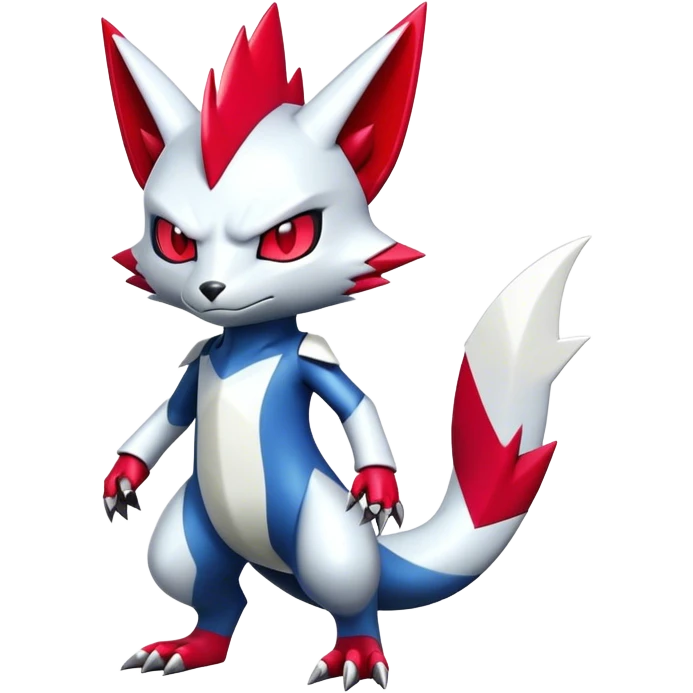 Cool Edgy Badass Shiny Futuristic Digimon-Sneasel-Zangoose-hybrid full body emoji
