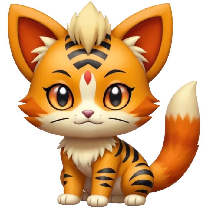 Shiny Cute Adorable Meowth-Litten-Littleo-Growlithe-Hybrid-Creature with pattern-markings emoji