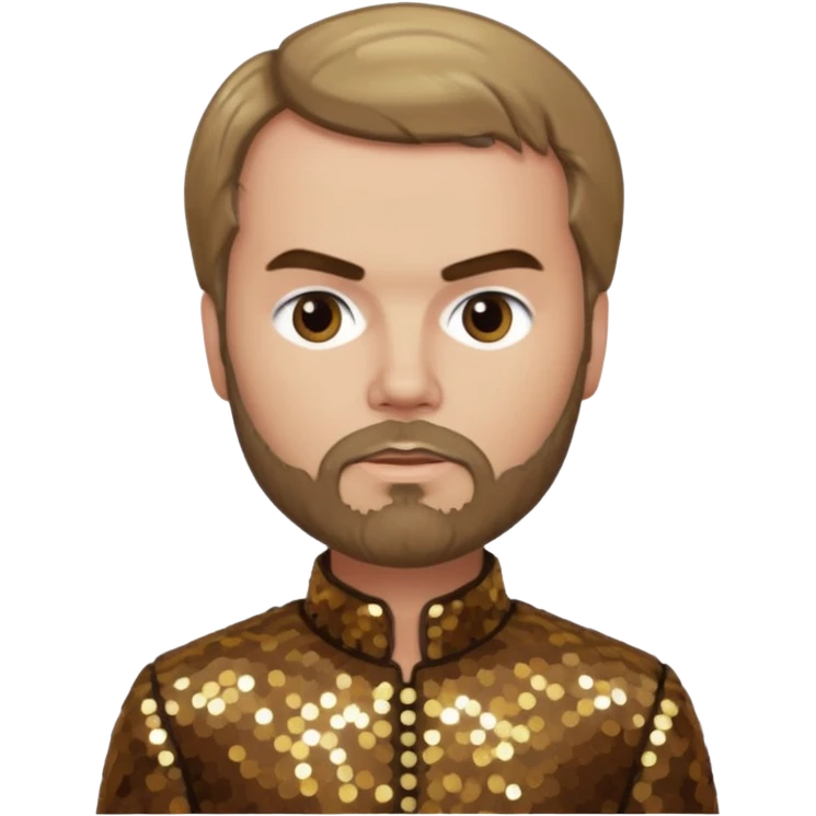 Paul Verlaine with dark blonde hair, bronze sequin outfit  emoji