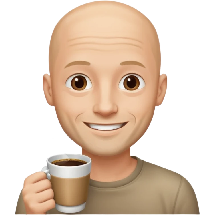 young men with coffee no hair, a little beard and no wrinkles emoji