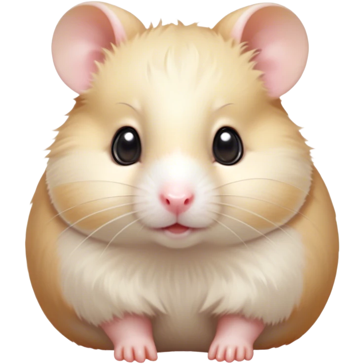 Cinematic Cute Cream Hamster Portrait Emoji, Head tilted playfully and inquisitively, featuring a silky, pristine cream fur with a gentle sheen, round, sparkling dark eyes filled with curiosity, Simplified yet irresistibly adorable features, highly detailed, glowing with a warm, friendly glow, high shine, affectionate and lively, stylized with a touch of whimsy, bright and endearing, soft glowing outline, capturing the essence of a mischievous yet loving hamster, so playful it feels like it could dash out of the screen and into your arms! emoji