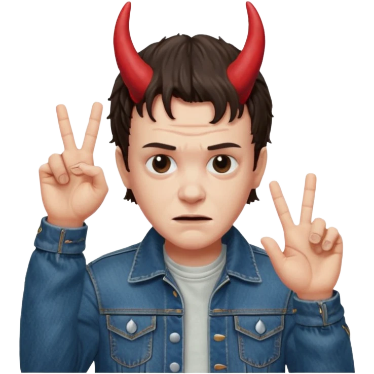 Eddie the freak from stranger things with his iconic hand sign over his head pretending to be the devil I think emoji