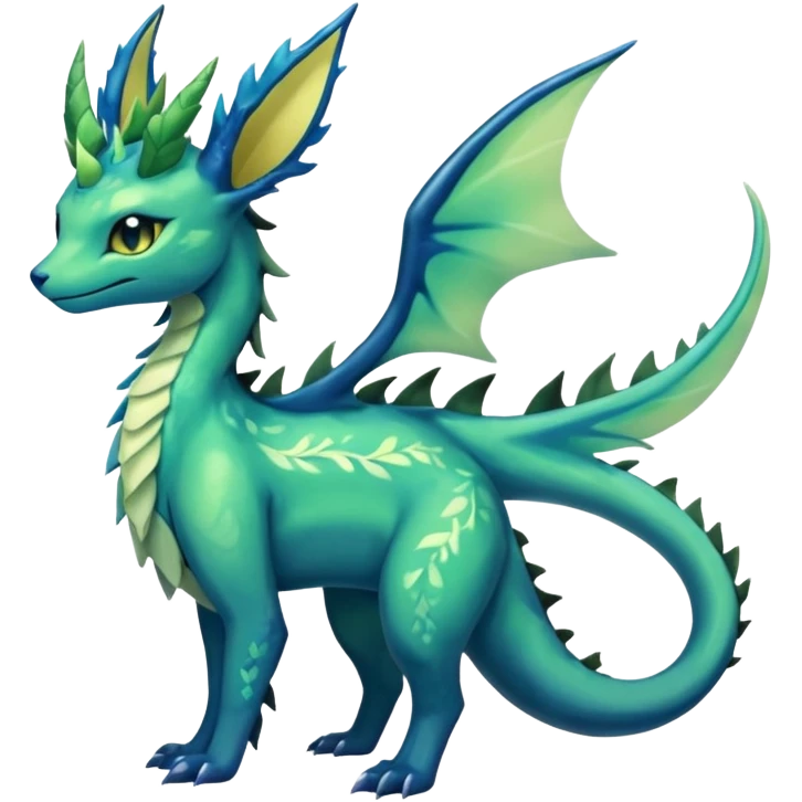 Shiny ethereal elemental swampy Salandit-Leafeon-Vaporeon-hybrid-fusion (full body) emoji