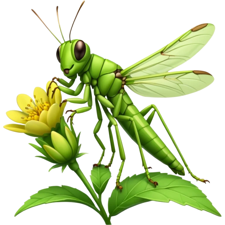 
grasshopper on flower emoji