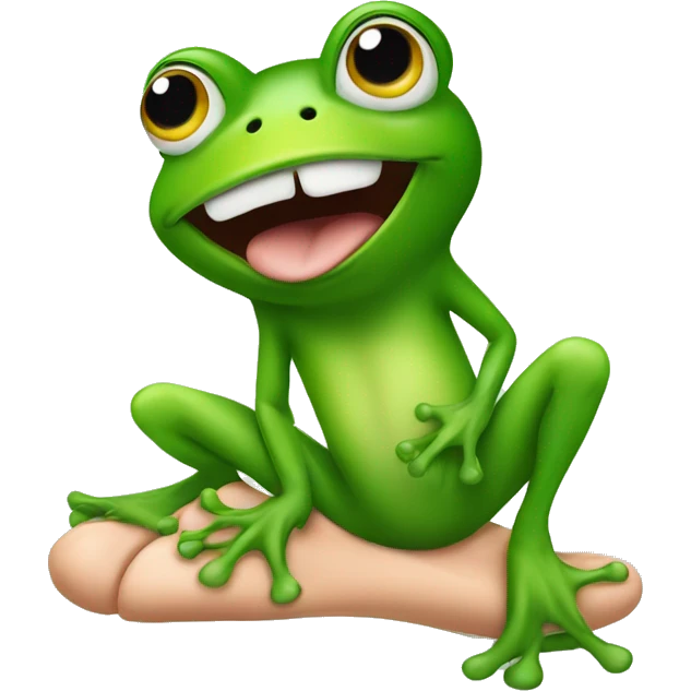 A frog licking a human foot emoji