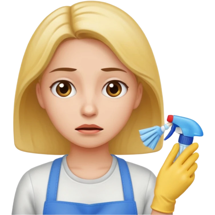 lady cleaning excessively and feeling anxious emoji