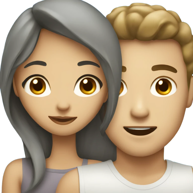 Asian girl with white boyfriend emoji