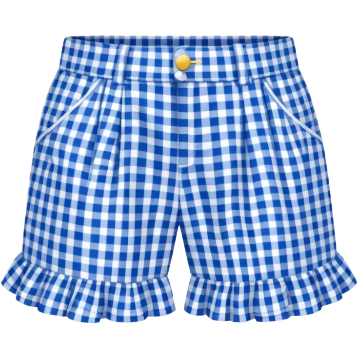 Blue gingham patterned ruffle shorts emoji
