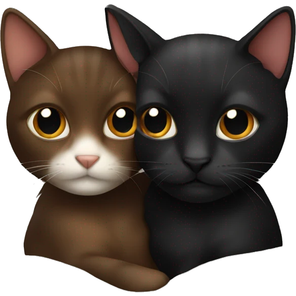 Black and brown cat cuddling  emoji