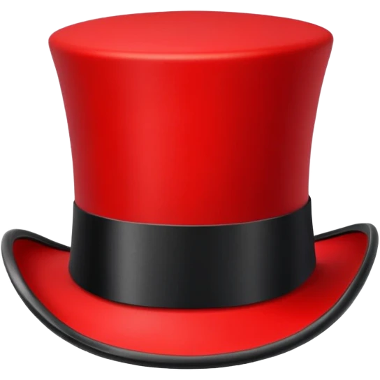 red top hat with black band without bow, compact proportions emoji