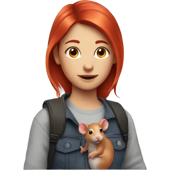 girl with red hair with a rat on her shoulder emoji