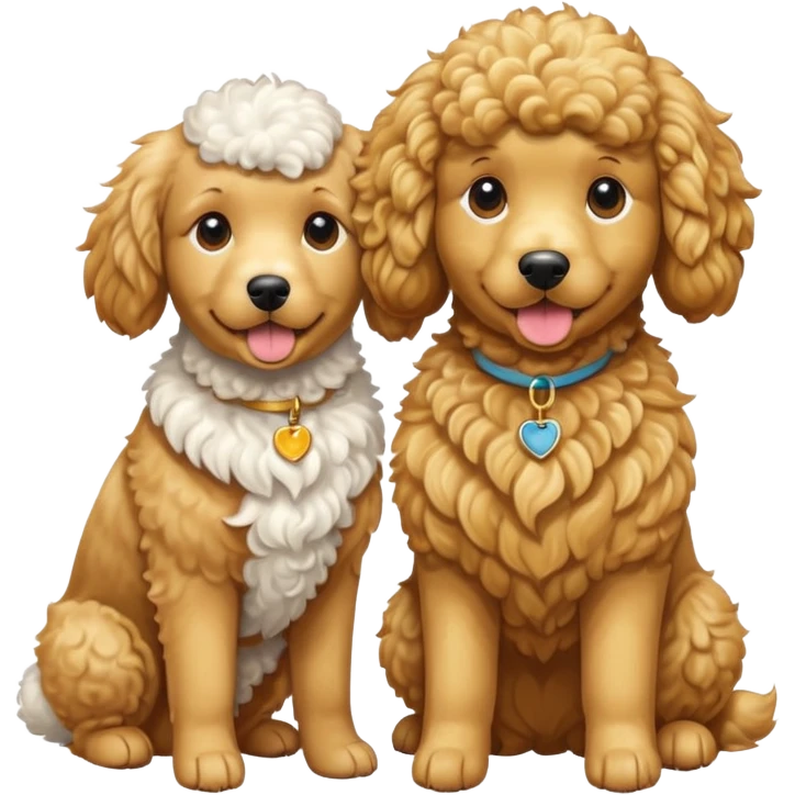 two dogs, with emoji