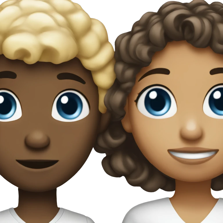 Blonde boy asking Afro Latina girl with blue eyes to get married emoji