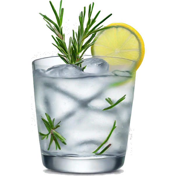 Gin & tonic in glass with rosemary emoji