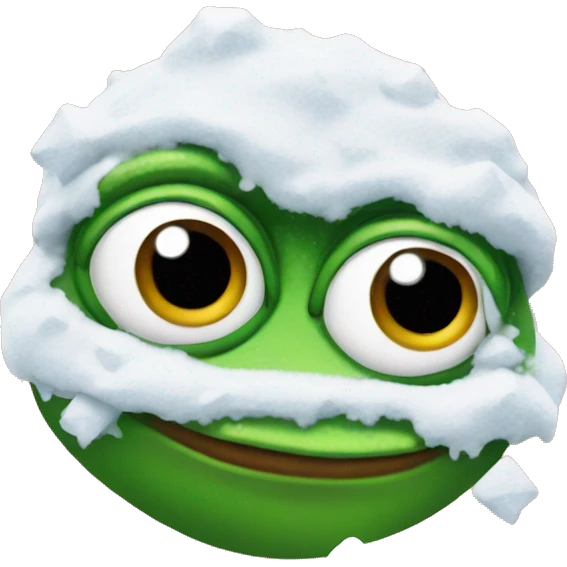 pepe the frog covered in snow emoji