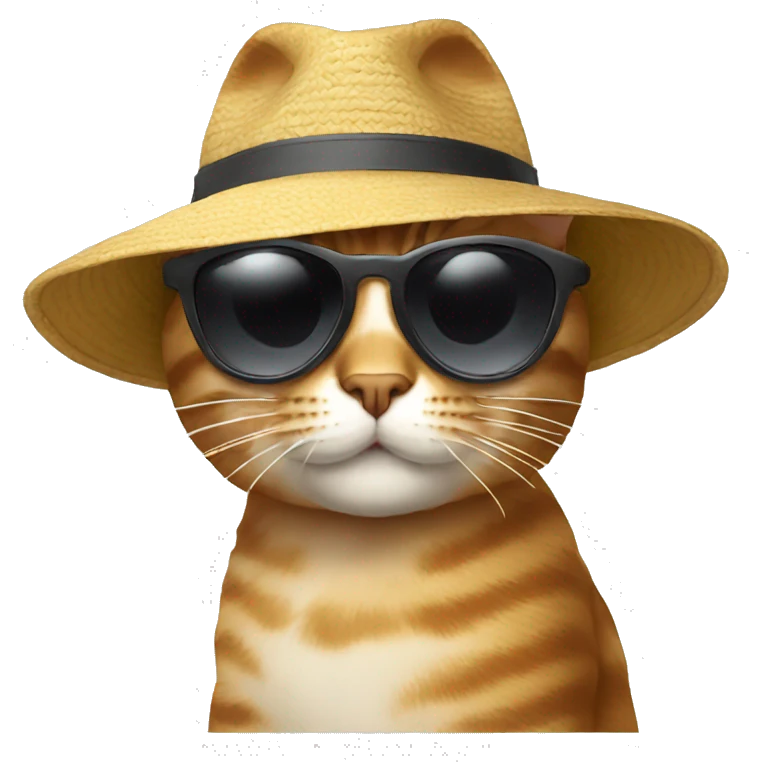 Cat with sunglasses and hat boring emoji