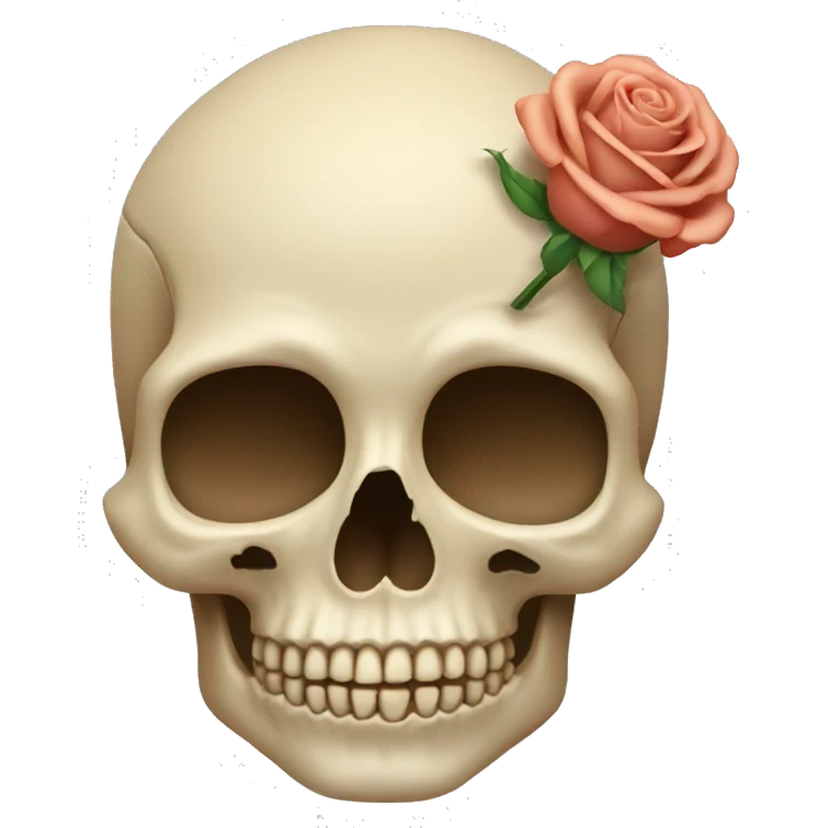 beige skull with rose emoji
