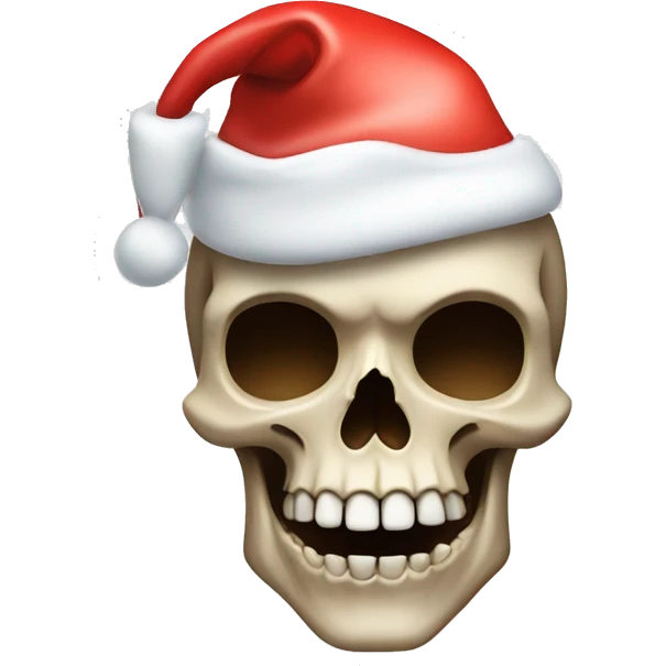 Modern skull with Christmas hat emoji