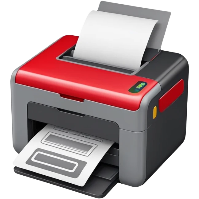 red, gray and black printer emoji