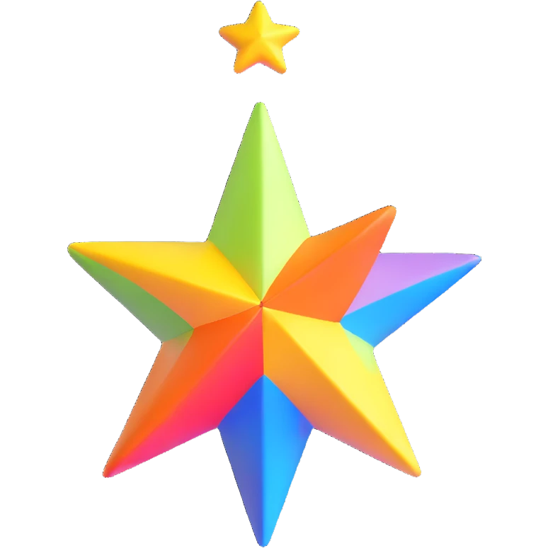 3D star floating with bright colors and prominent details emoji