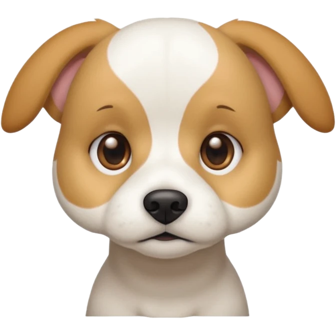 a white beagle x maltese x chi dog the size of a kelpie with light brown ears and a light brown patch on one eye emoji