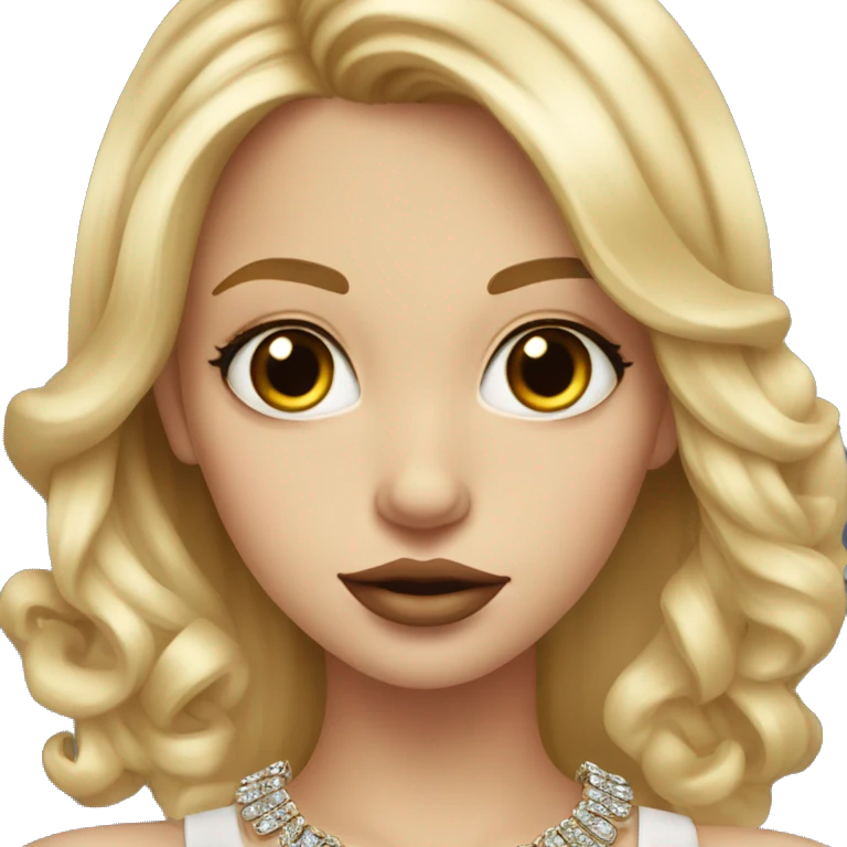 blonde girl with hazel eyes and big lips with jewelry emoji