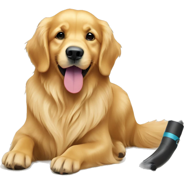 Golden retriever vacuuming emoji