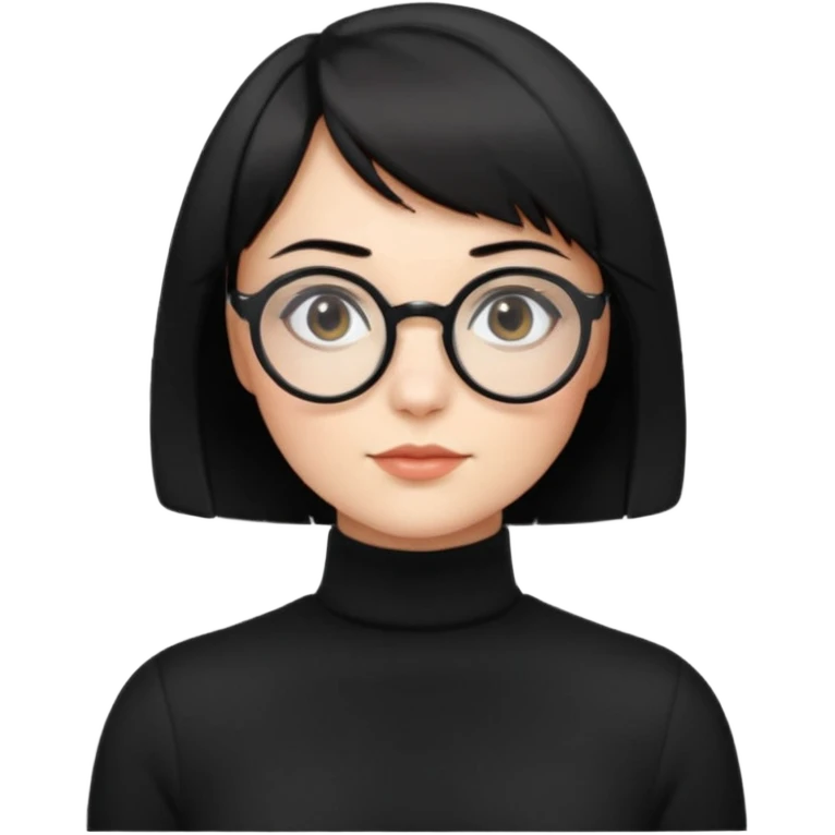 round glasses 검정 목폴라 단발 emoji