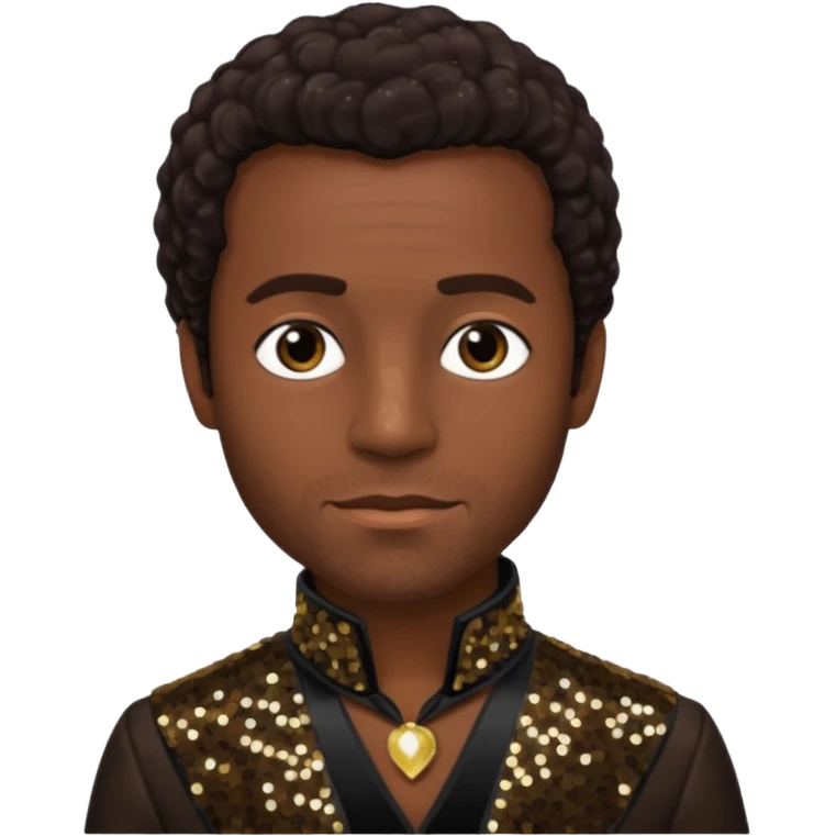 Solomon Northup with dark brown hair, dark brown sequin outfit  emoji