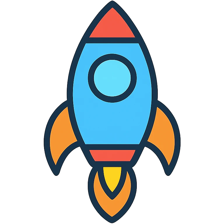 colorful rocket icon with black outlines emoji