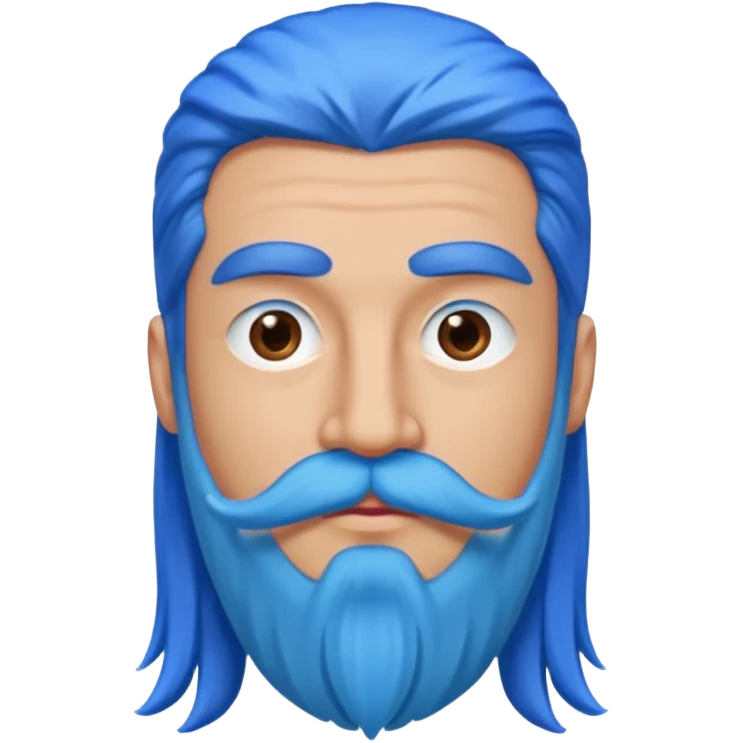 man with very long straight blue hair pink big mustache  emoji
