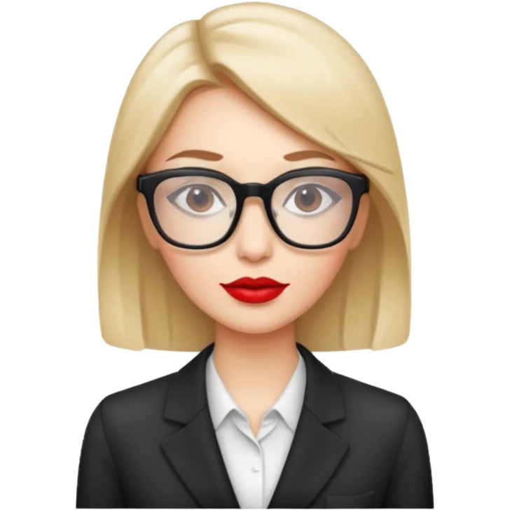 office working woman with rectangle glasses and red lipstick  emoji