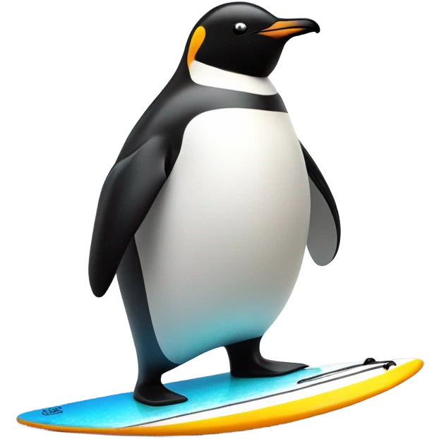 a fat penguin on some sort of surfboard  emoji