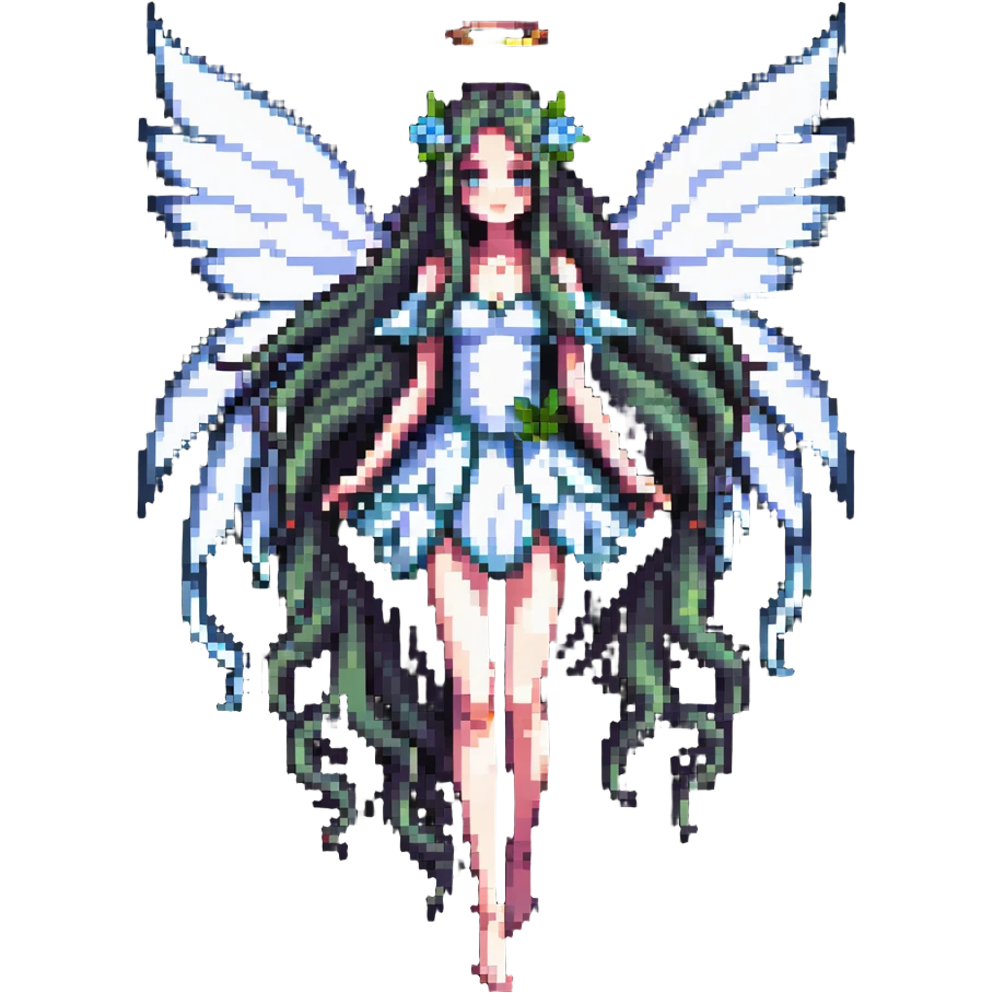 elegant fairy with long flowing hair and delicate wings emoji