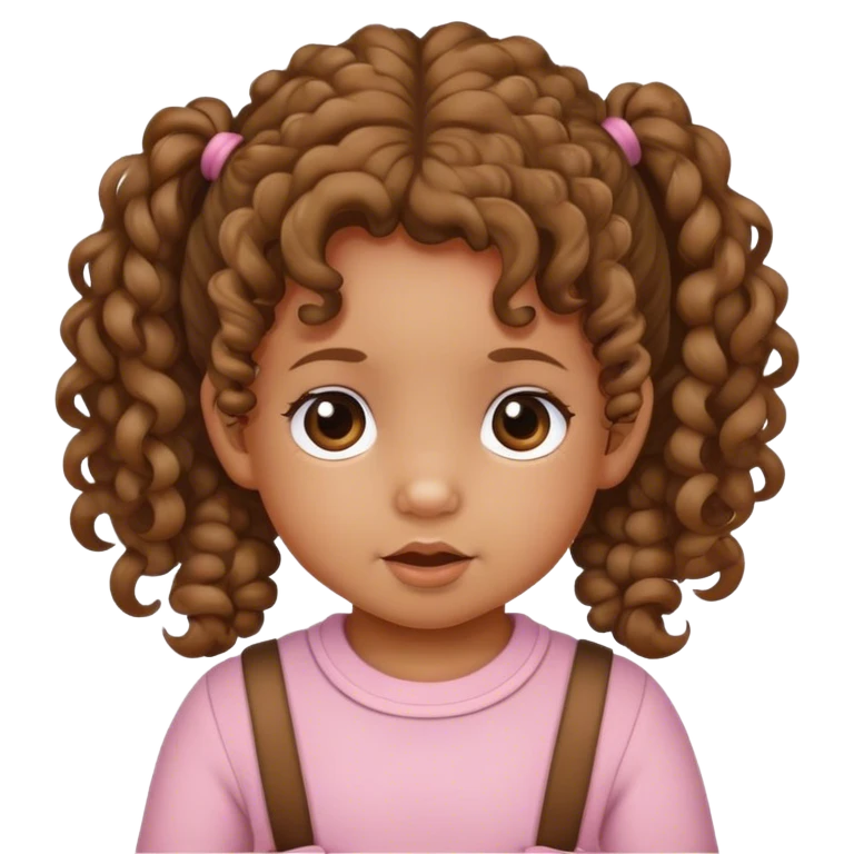 toddler with curly hair and pigtails with tan skin emoji