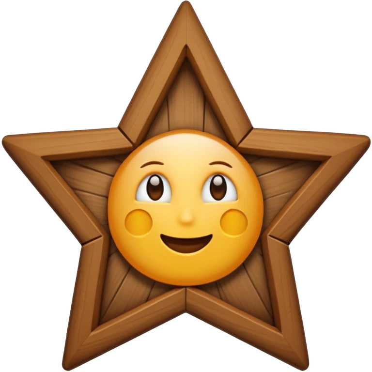 wooden wall picture frame of a star no eyes emoji
